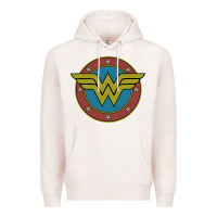 Pale Pink Wonder Woman Vintage Emblem Premium Hoodie - maiPhamDesign