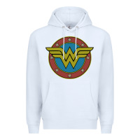 White Wonder Woman Vintage Emblem Premium Hoodie - maiPhamDesign