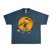 Midnight Navy skeleton soccer player funny halloween blood moon Urban Heavy Tee - DesignPulse