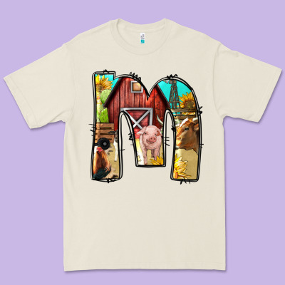Farm Life Alphabet Lowercase Letters M Premium Tee Designed By Bundleandbundleshop