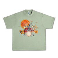Oil Green Skeleton Drummer Halloween Costume Playing Drums Mens Boys Urban Heavy Tee - DesignPulse