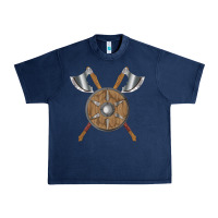 Navy renaissance fair faire festival medieval theme axe shield Urban Heavy Tee - DesignPulse