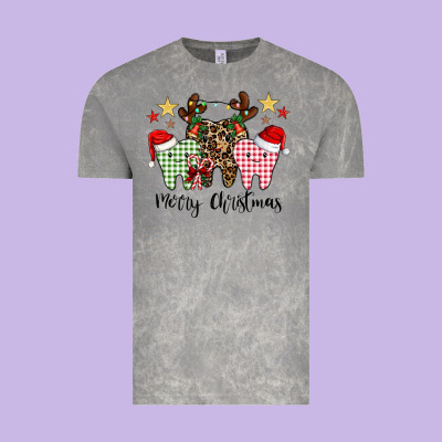 Merry Christmas Tooth Vintage Tee Designed By Cowhidedigitalart