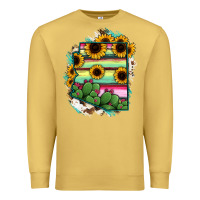 Antique Gold Arizona Map Sunflower Cactus Serape Premium Sweatshirt - RanaPortraitStore