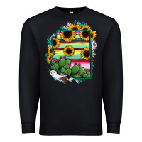 Black Arizona Map Sunflower Cactus Serape Premium Sweatshirt - RanaPortraitStore