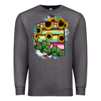 Charcoal Heather Arizona Map Sunflower Cactus Serape Premium Sweatshirt - RanaPortraitStore