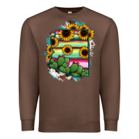 Chestnut Arizona Map Sunflower Cactus Serape Premium Sweatshirt - RanaPortraitStore