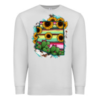 Dove Grey Arizona Map Sunflower Cactus Serape Premium Sweatshirt - RanaPortraitStore