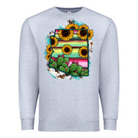 Heather Grey Arizona Map Sunflower Cactus Serape Premium Sweatshirt - RanaPortraitStore