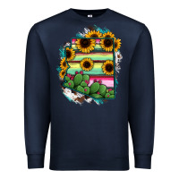 Navy Arizona Map Sunflower Cactus Serape Premium Sweatshirt - RanaPortraitStore