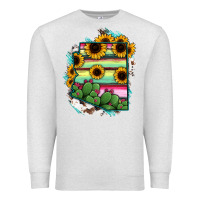Oatmeal Heather Arizona Map Sunflower Cactus Serape Premium Sweatshirt - RanaPortraitStore