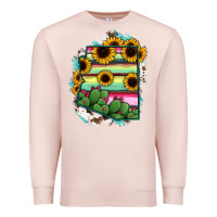 Pale Pink Arizona Map Sunflower Cactus Serape Premium Sweatshirt - RanaPortraitStore