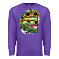 Purple Arizona Map Sunflower Cactus Serape Premium Sweatshirt - RanaPortraitStore