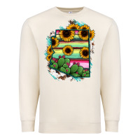 Sandshell Arizona Map Sunflower Cactus Serape Premium Sweatshirt - RanaPortraitStore