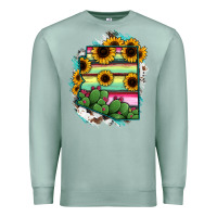 Seafoam Arizona Map Sunflower Cactus Serape Premium Sweatshirt - RanaPortraitStore