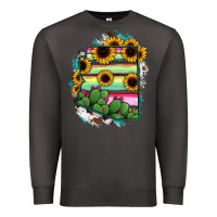 Smoke Arizona Map Sunflower Cactus Serape Premium Sweatshirt - RanaPortraitStore