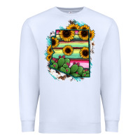 White Arizona Map Sunflower Cactus Serape Premium Sweatshirt - RanaPortraitStore