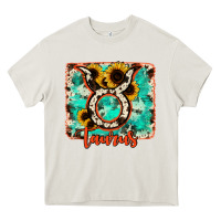 Cream taurus turquoise cowhide Heavy Core Tee - RanaPortraitStore