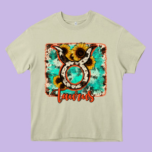 Taurus Turquoise Cowhide Heavy Core Tee Designed By Ranaportraitstore