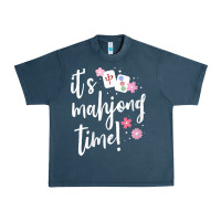 Midnight Navy womens mahjong gift for her mahjong player v neck t shirt Urban Heavy Tee - DesignPulse