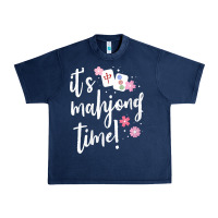 Navy womens mahjong gift for her mahjong player v neck t shirt Urban Heavy Tee - DesignPulse