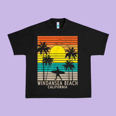 Windansea Beach California Ca Surfer Surfing Surf Palm Tree Urban Heavy Tee Designed By Designpulse