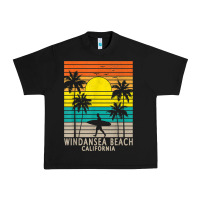 Black windansea beach california ca surfer surfing surf palm tree Urban Heavy Tee - DesignPulse