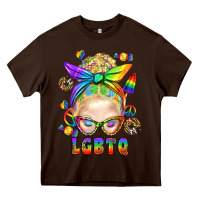 Chocolate Brown LGBTQ+ Messy Bun With Snacks Heavy Core Tee - BundleAndBundleShop