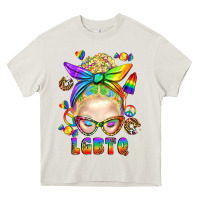 Cream LGBTQ+ Messy Bun With Snacks Heavy Core Tee - BundleAndBundleShop