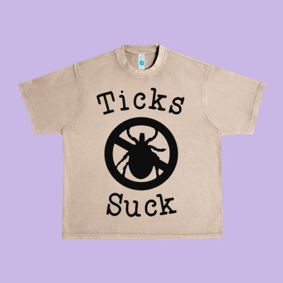 Ticks Suck Shirt Lyme Disease Gift Green Awareness Ribbon Urban Heavy Tee Designed By Designpulse