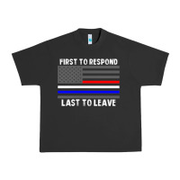 Pigment Black police fire ems first responder american flag firefighter t shirt Urban Heavy Tee - DesignPulse