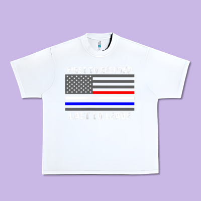 Police Fire Ems First Responder American Flag Firefighter T Shirt Urban Heavy Tee Designed By Designpulse
