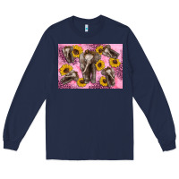 Navy Baby elephant sunflowers kid's bottle Long Sleeve Tee - Artiststas
