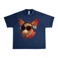 Navy Blodwyn pig Urban Heavy Tee - DesignPulse