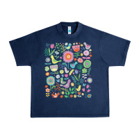 Navy cute birds t  shirt birds and blooms   cute floral pattern by cecca de Urban Heavy Tee - DesignPulse