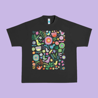 Cute Birds T  Shirt Birds And Blooms   Cute Floral Pattern By Cecca De Urban Heavy Tee Designed By Designpulse