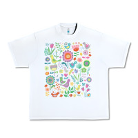 White cute birds t  shirt birds and blooms   cute floral pattern by cecca de Urban Heavy Tee - DesignPulse