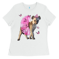 White Baby Hyena With Tutu Ladies Tee - LillyAllenDesigns