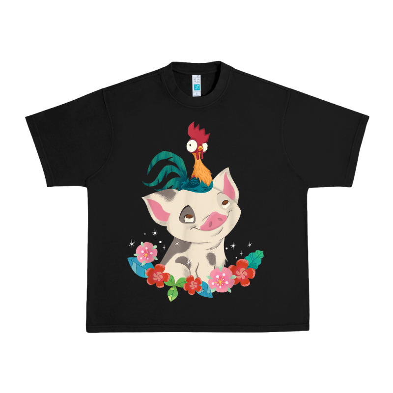 Moana Heihei Rooster Pua Flowers Graphic Urban Heavy Tee by PixelWave | Teevron