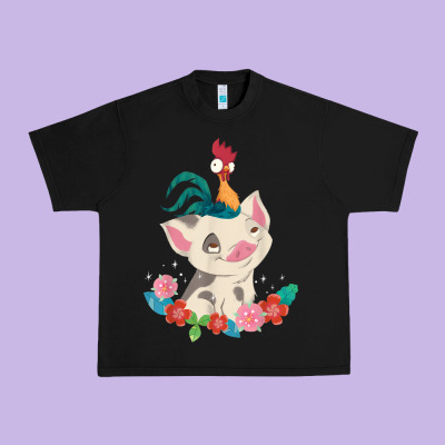 Moana Heihei Rooster Pua Flowers Graphic Urban Heavy Tee Designed By Pixelwave