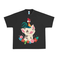 Pigment Black Moana HeiHei Rooster Pua Flowers Graphic Urban Heavy Tee - PixelWave