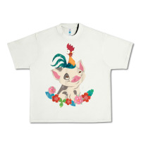 Pistachio Moana HeiHei Rooster Pua Flowers Graphic Urban Heavy Tee - PixelWave