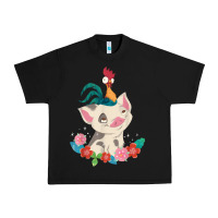 Black Moana HeiHei Rooster Pua Flowers Graphic Urban Heavy Tee - PixelWave