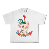 Lunar Rock Moana HeiHei Rooster Pua Flowers Graphic Urban Heavy Tee - PixelWave
