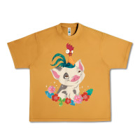 Peanut Butter Moana HeiHei Rooster Pua Flowers Graphic Urban Heavy Tee - PixelWave