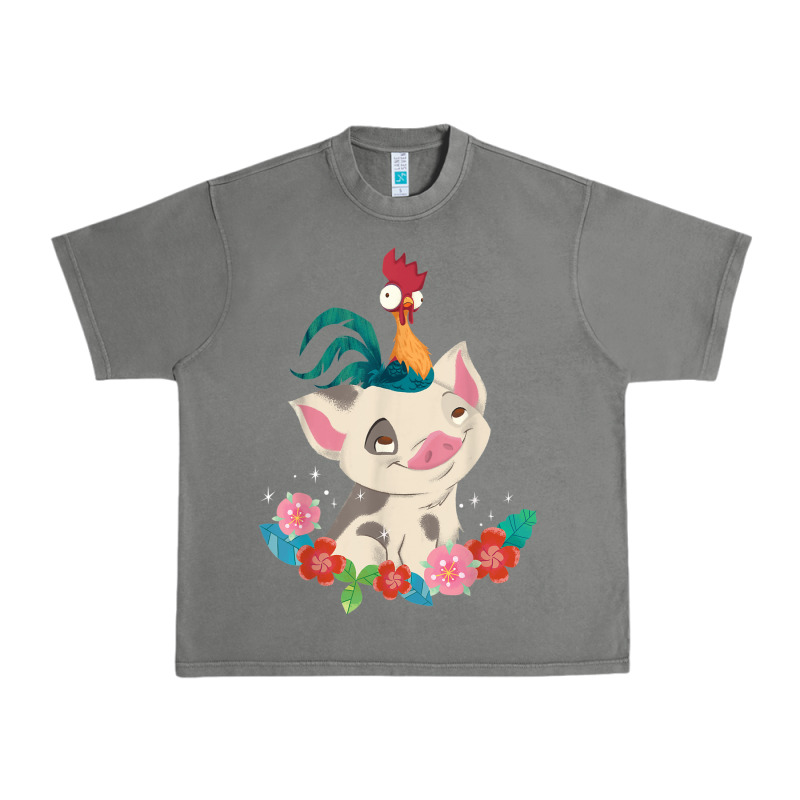 Moana Heihei Rooster Pua Flowers Graphic Urban Heavy Tee by PixelWave | Teevron