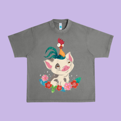 Moana Heihei Rooster Pua Flowers Graphic Urban Heavy Tee Designed By Pixelwave
