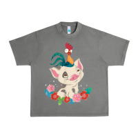 Tornado Moana HeiHei Rooster Pua Flowers Graphic Urban Heavy Tee - PixelWave