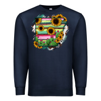 Navy Arkansas Map Sunflower Cactus Serape Premium Sweatshirt - RanaPortraitStore