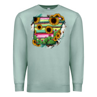Seafoam Arkansas Map Sunflower Cactus Serape Premium Sweatshirt - RanaPortraitStore